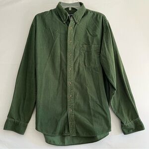 VINTAGE Lands' End Forest Green Micro Corduroy Shirt Oversized Men’s M Gorpcore